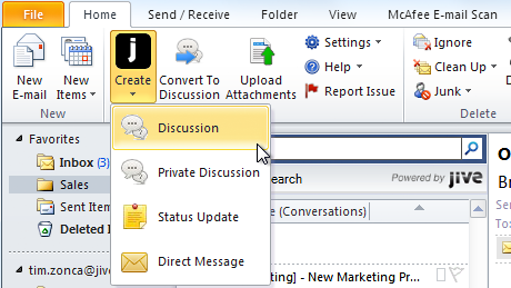 View Activity in your Outlook social email inbox